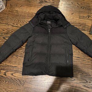 Theory Men's Color-Blocked Puffer Coat Black, Super Warm
